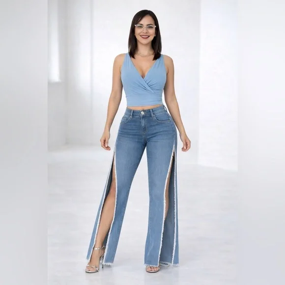 TEMPTATION CUT DENIM Slit Pants – Bold Move Edition - Picture 2 of 15